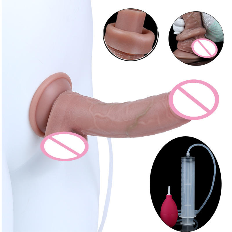 Double-Layer Liquid Silicone Squirting Dildo — Realistic Suction