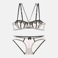 Velvet Lace Longline Bra & Panty Lingerie Set