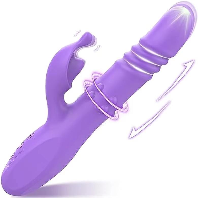 4-in-1 Thrusting Dildo Vibrator — G-Spot Clitoris Stimulator