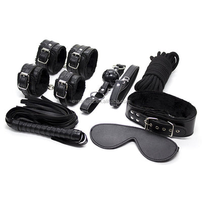 SM Leather Bondage Bed Restraint Set ??Couples Wrist Ankle Cuffs