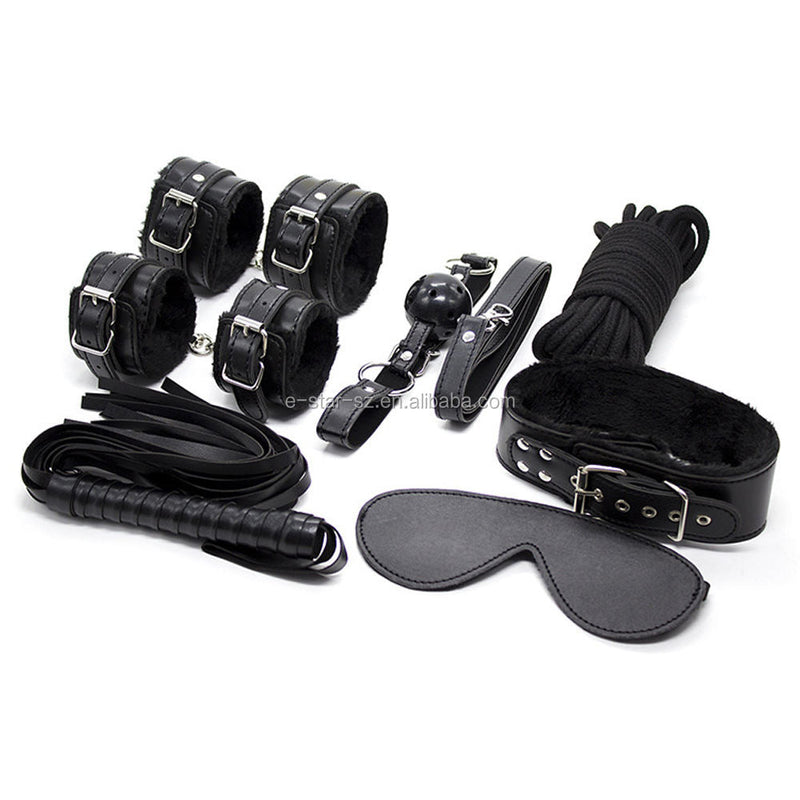 SM Leather Bondage Bed Restraint Set ??Couples Wrist Ankle Cuffs