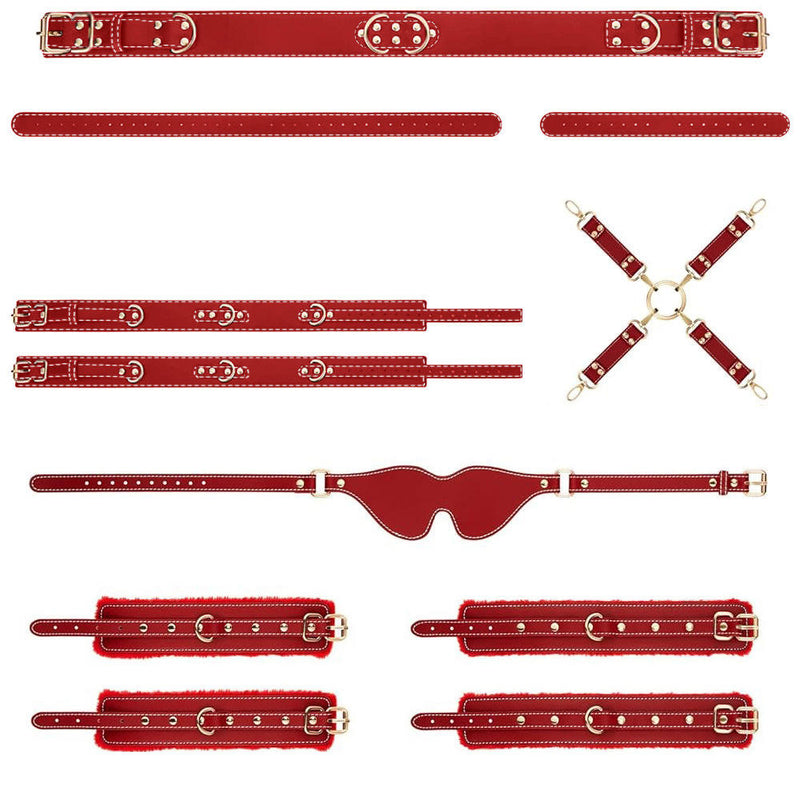 6-Piece Bondage BDSM Restraints Kit ??Adjustable Handcuffs Ankle Cuffs Whip
