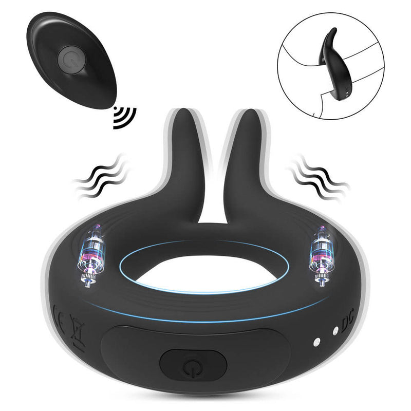 Vibrating Cock Ring Rabbit Ears — 10 Modes Delay Ring