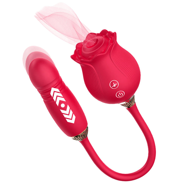 Rose Dual Vibrator — Clitoral Sucker + G-Spot Thrusting