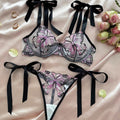 Embroidered Mesh Sheer Lingerie Set – See-Through Bra & Panty