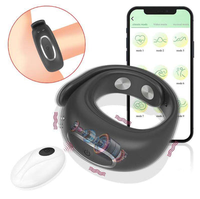 APP Remote Vibrating Cock Ring — 10 Frequency Rabbit Ears