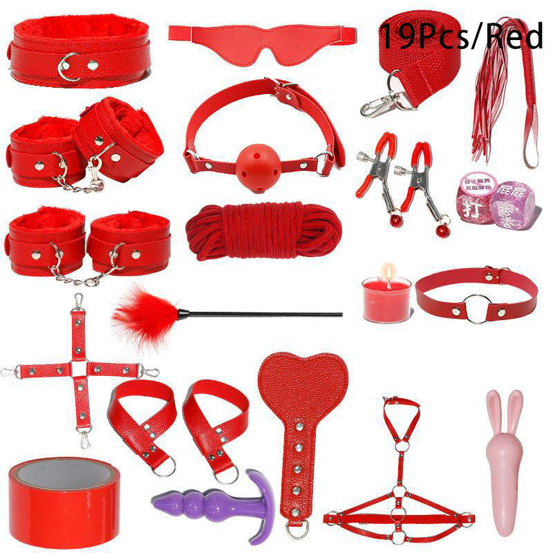 19-Piece BDSM Fetish Set ??Mouth Gag Handcuffs Bondage Slave Kit