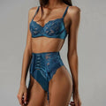 Strappy Harness Lace Lingerie Set – Garter & Underwire