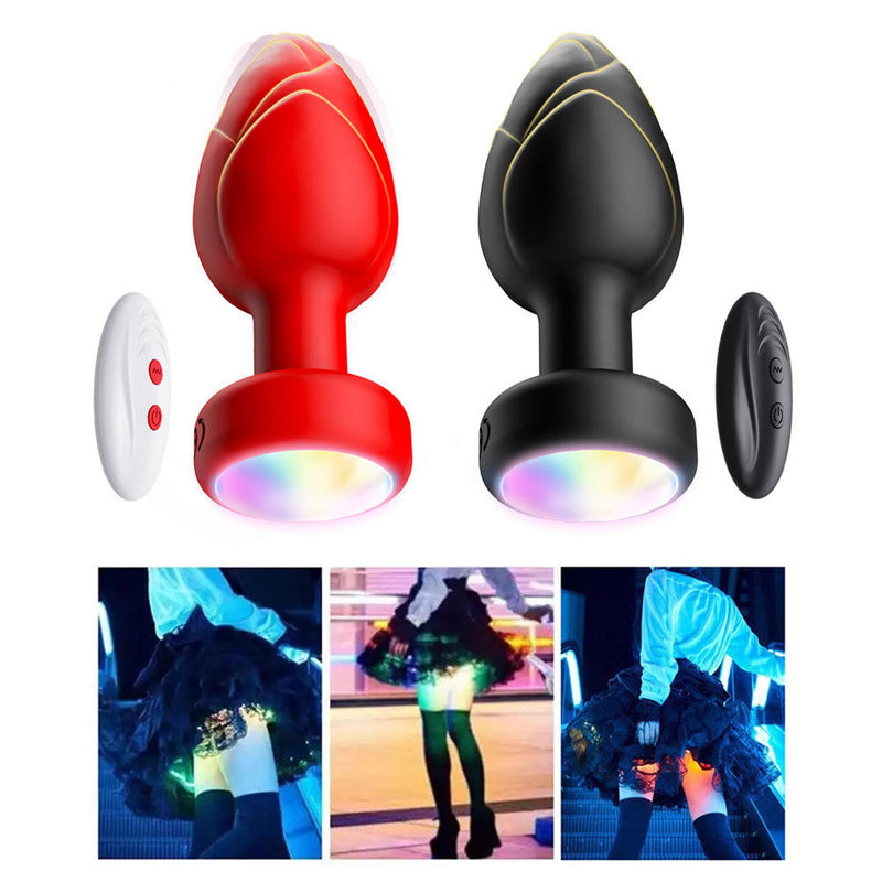 LED Glowing Anal Vibrator — Remote Control 10 Flash Modes