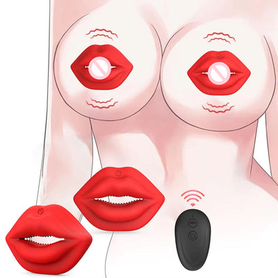 Wireless Remote Lip-Shape Nipple Clamp Vibrator ??Breast Stimulator
