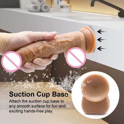 8-Inch Medical-Grade Silicone Dildo — Powerful Suction Cup
