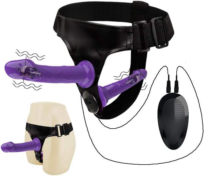 Adjustable Strap-On Harness with 2 Vibrating Dildos ??Dual Stimulation