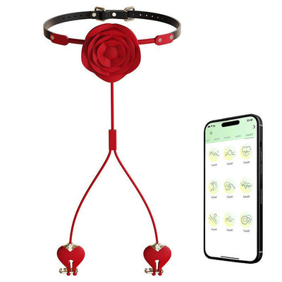 Rose-Shaped BDSM Nipple Clamp & Ball Gag Set ??2-in-1 SM Toy
